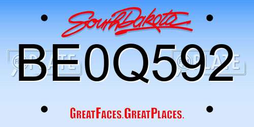 BE0Q592 South Dakota License Plate