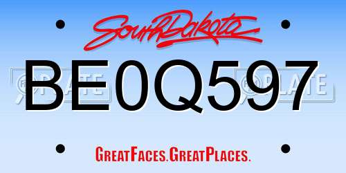 BE0Q597 South Dakota License Plate