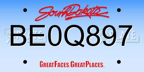 BE0Q897 South Dakota License Plate