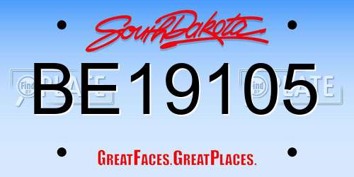 BE19105 South Dakota License Plate