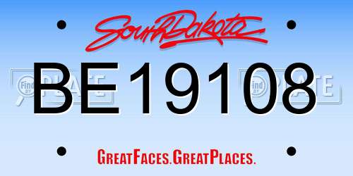 BE19108 South Dakota License Plate