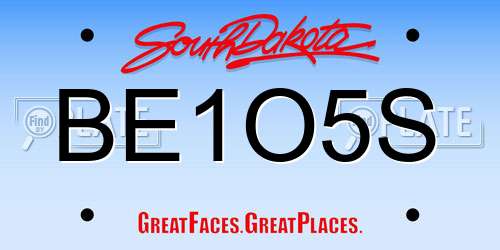 BE1O5S South Dakota License Plate