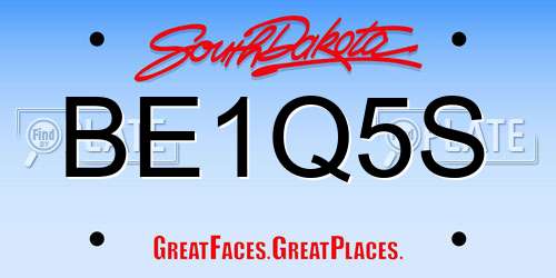 BE1Q5S South Dakota License Plate