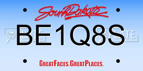 BE1Q8S South Dakota License Plate