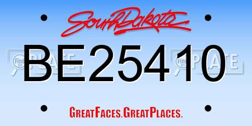 BE25410 South Dakota License Plate