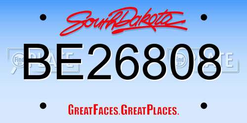 BE26808 South Dakota License Plate