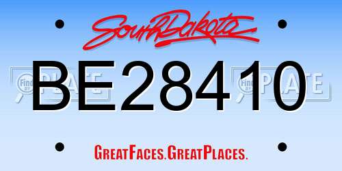 BE28410 South Dakota License Plate