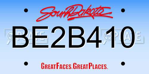 BE2B410 South Dakota License Plate