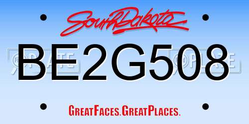 BE2G508 South Dakota License Plate