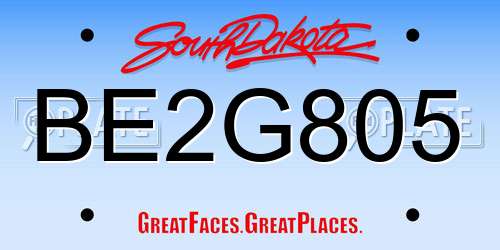 BE2G805 South Dakota License Plate