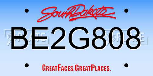 BE2G808 South Dakota License Plate