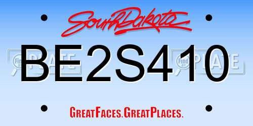 BE2S410 South Dakota License Plate
