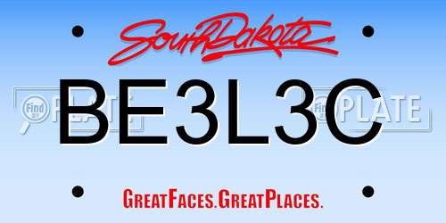 BE3L3C South Dakota License Plate