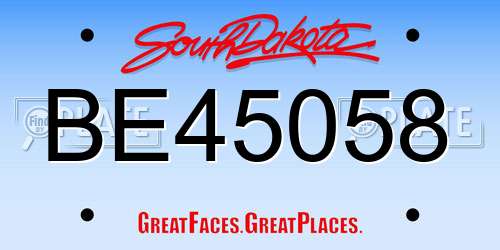 BE45058 South Dakota License Plate
