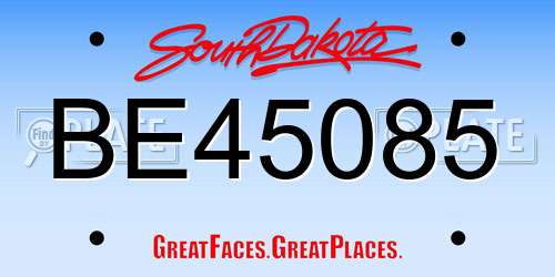 BE45085 South Dakota License Plate
