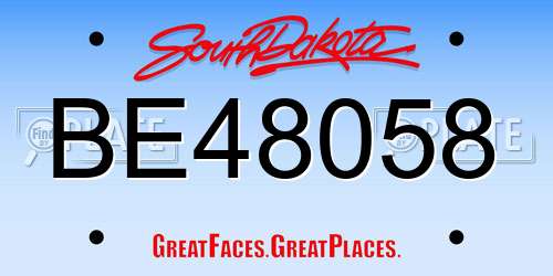 BE48058 South Dakota License Plate
