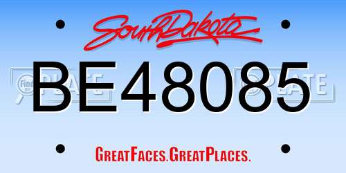 BE48085 South Dakota License Plate