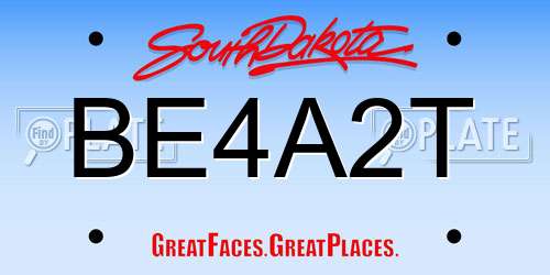 BE4A2T South Dakota License Plate