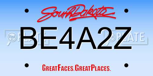 BE4A2Z South Dakota License Plate