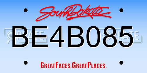 BE4B085 South Dakota License Plate