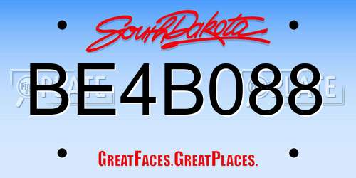 BE4B088 South Dakota License Plate