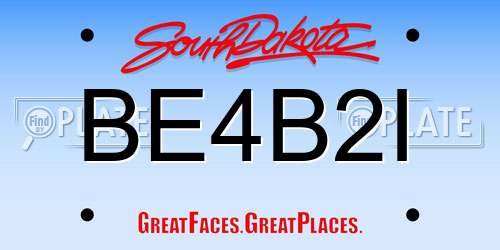 BE4B2I South Dakota License Plate
