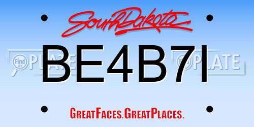 BE4B7I South Dakota License Plate