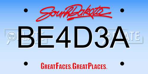 BE4D3A South Dakota License Plate