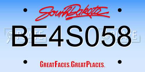 BE4S058 South Dakota License Plate