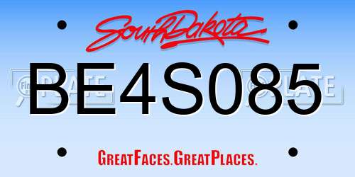 BE4S085 South Dakota License Plate