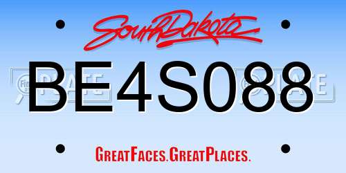 BE4S088 South Dakota License Plate