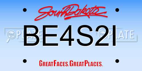 BE4S2I South Dakota License Plate