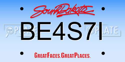 BE4S7I South Dakota License Plate