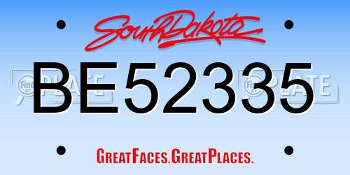 BE52335 South Dakota License Plate