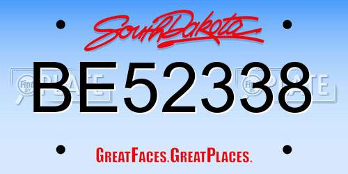 BE52338 South Dakota License Plate
