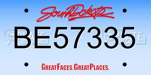 BE57335 South Dakota License Plate