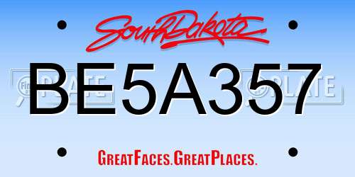 BE5A357 South Dakota License Plate