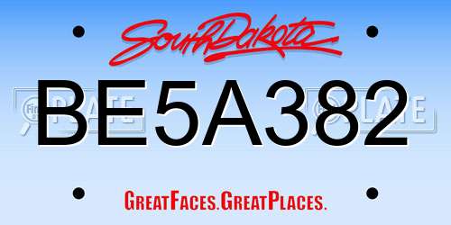 BE5A382 South Dakota License Plate