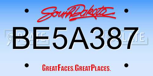 BE5A387 South Dakota License Plate