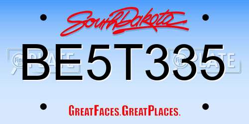 BE5T335 South Dakota License Plate