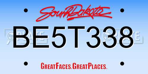 BE5T338 South Dakota License Plate
