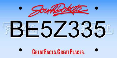 BE5Z335 South Dakota License Plate
