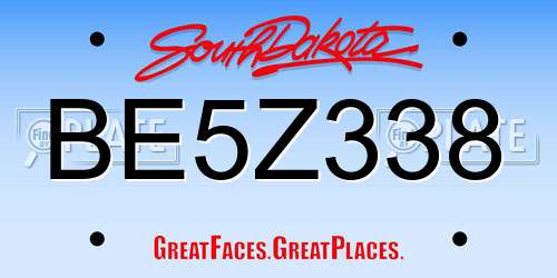 BE5Z338 South Dakota License Plate