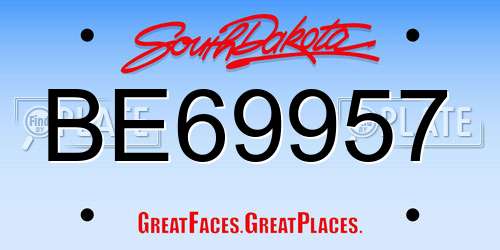 BE69957 South Dakota License Plate