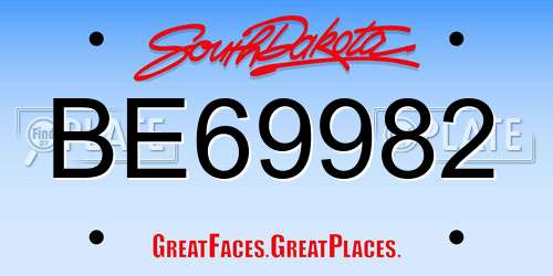 BE69982 South Dakota License Plate