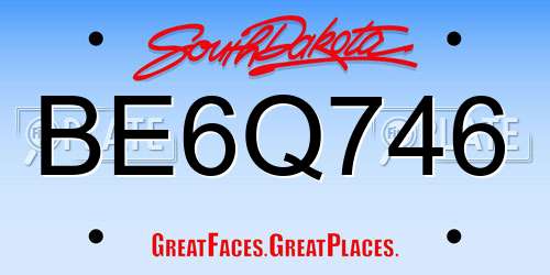 BE6Q746 South Dakota License Plate