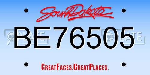 BE76505 South Dakota License Plate