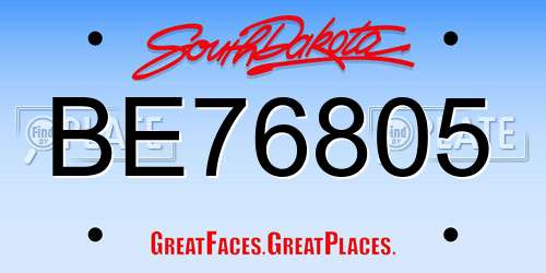 BE76805 South Dakota License Plate