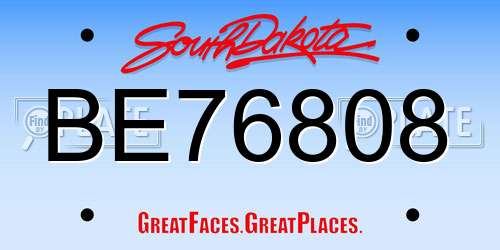 BE76808 South Dakota License Plate