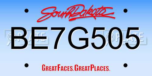 BE7G505 South Dakota License Plate